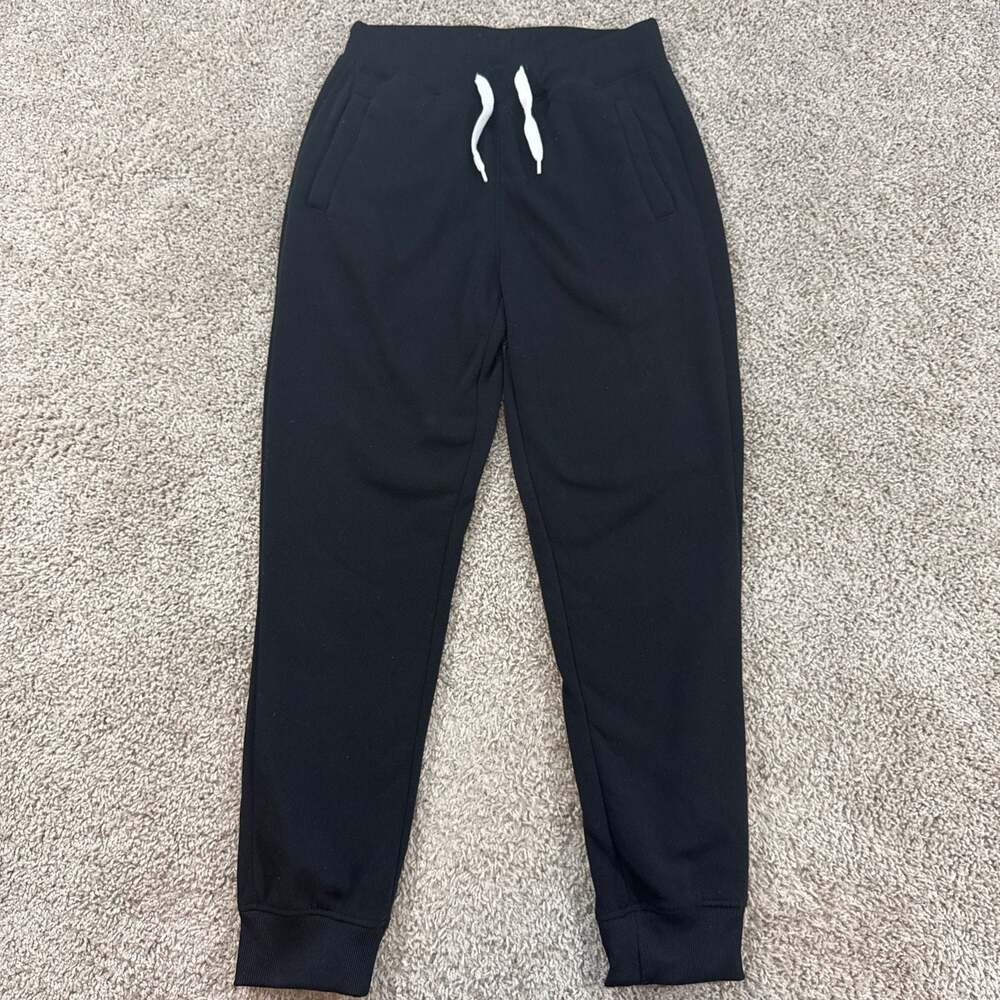 SP Active Jogger Sweatpants Mens Small‎ Black Fleece Elastic Cuff Drawstring